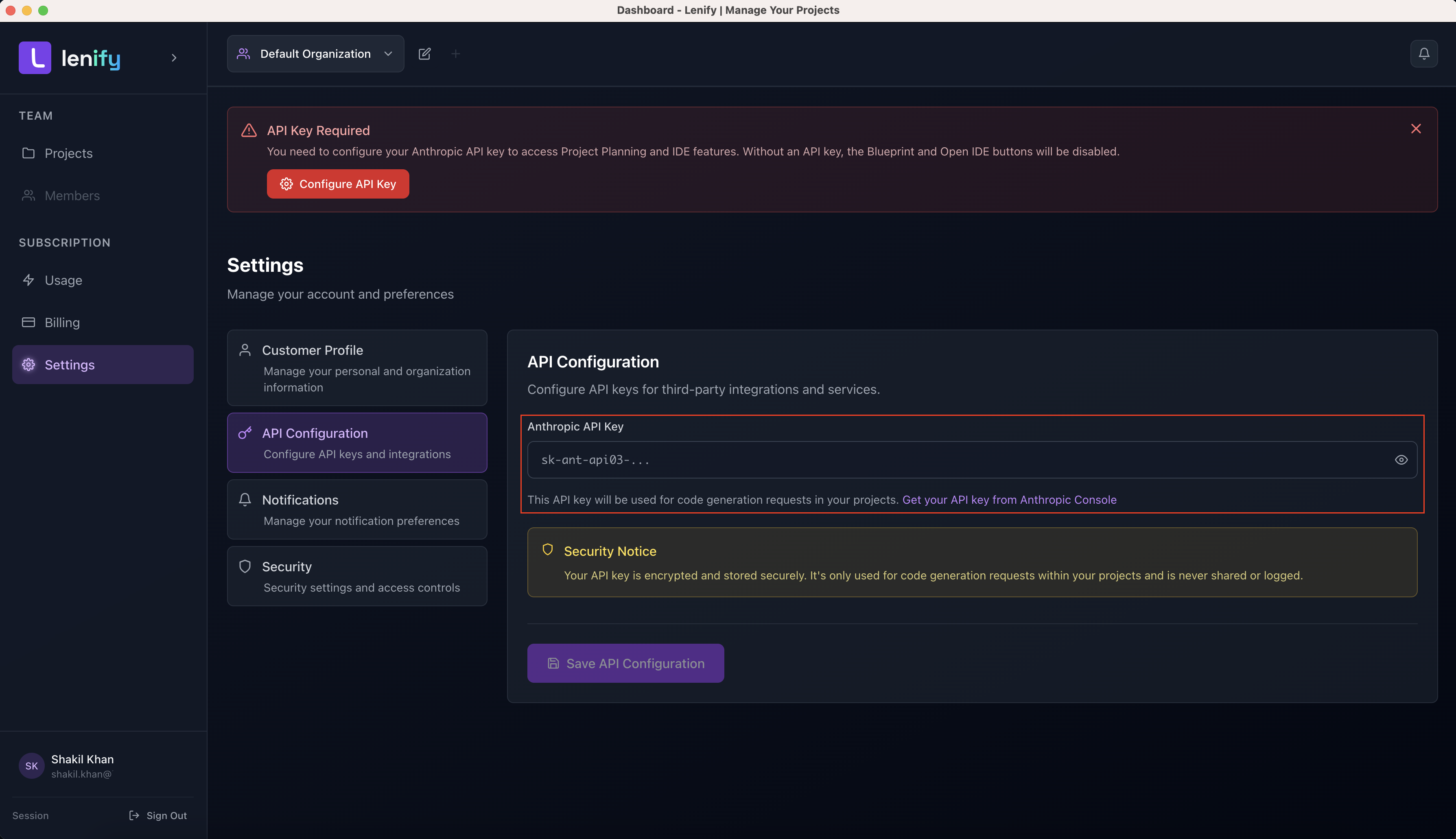 Anthropic Console API Key