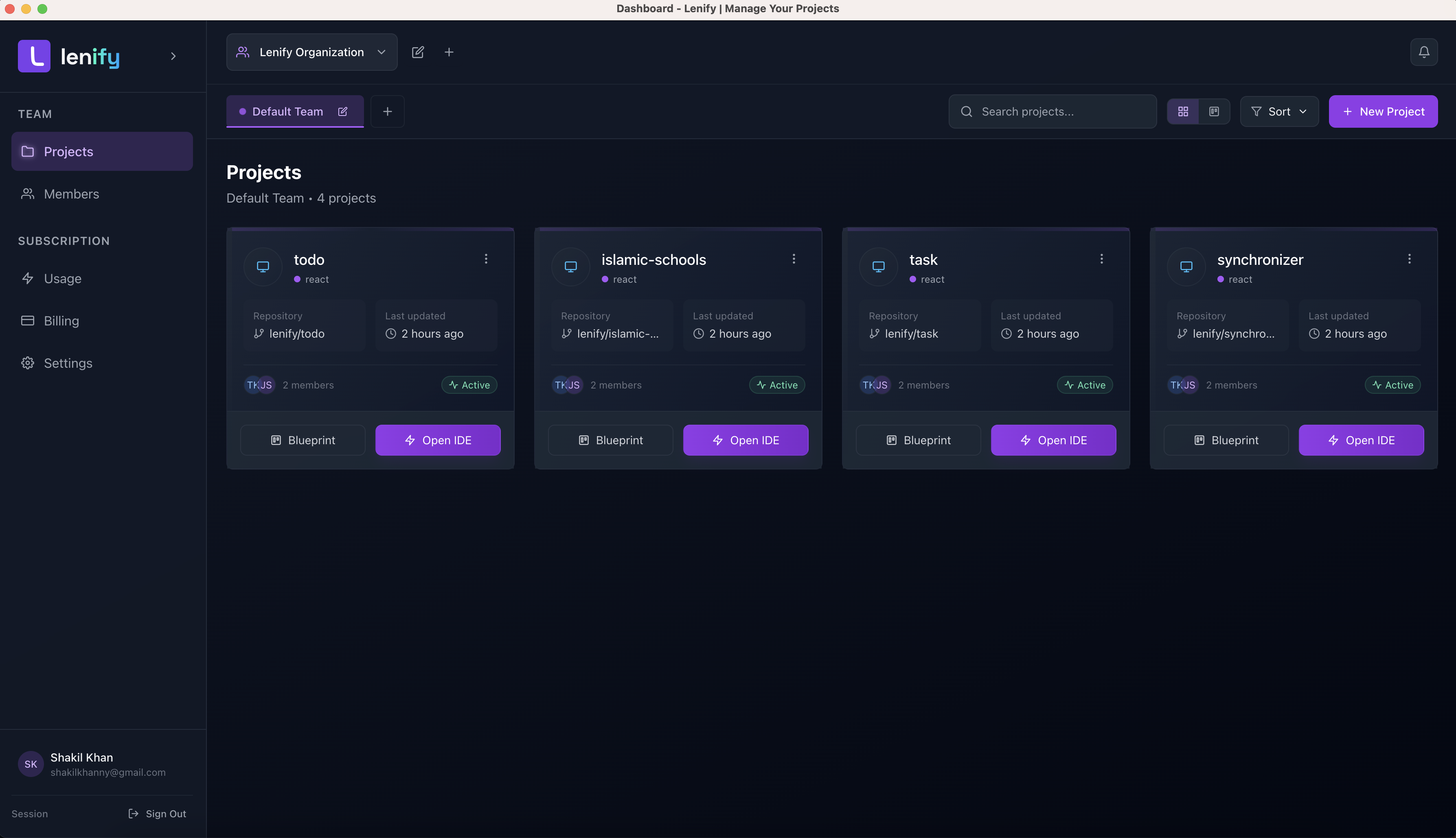 Lenify Dashboard Interface
