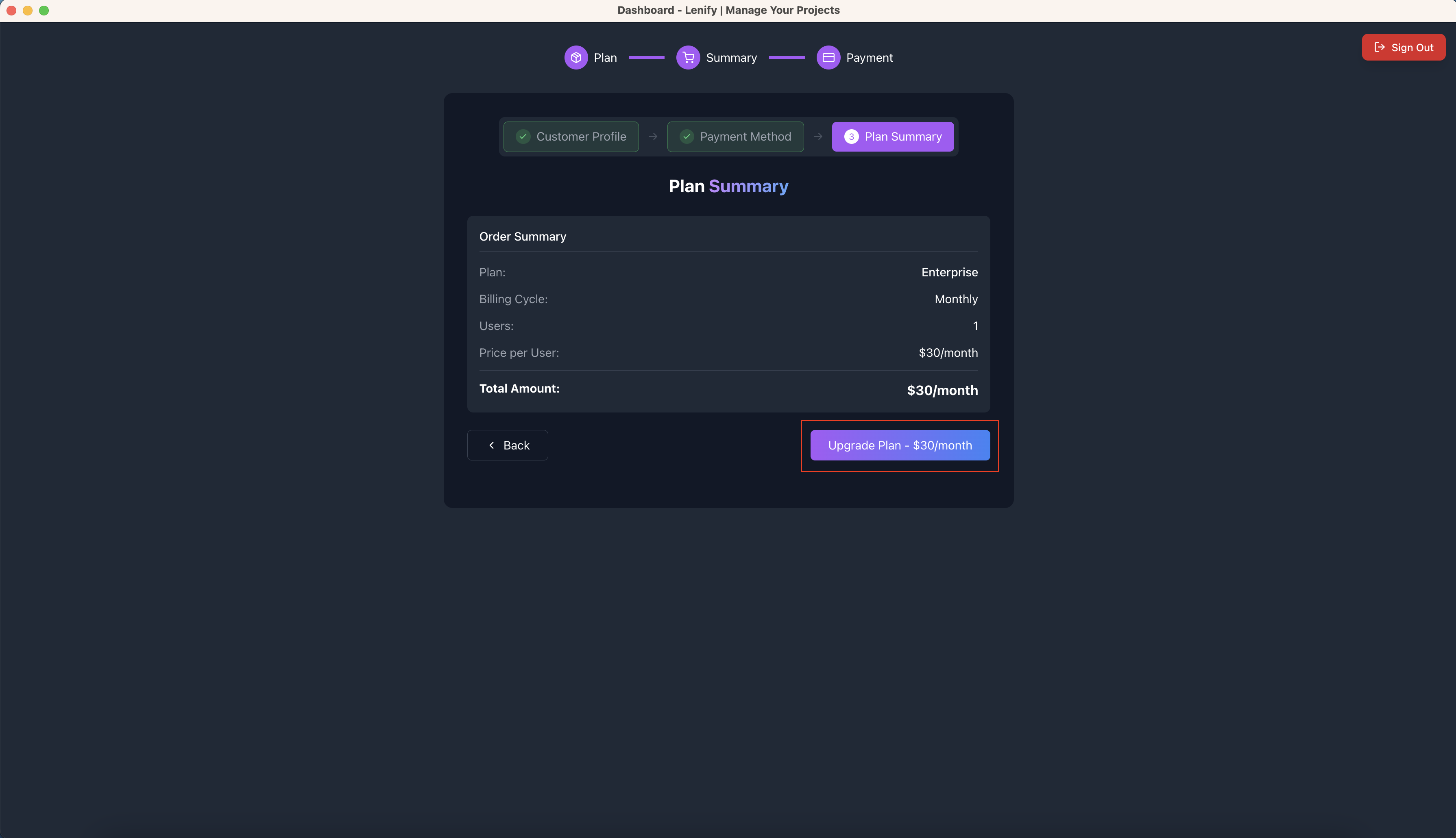 Upgrade Confirmation